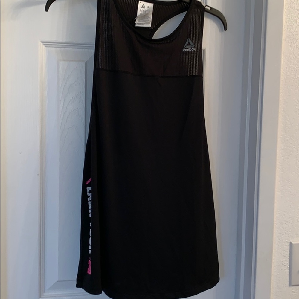 Reebok black tank top. Special for breast cancer.